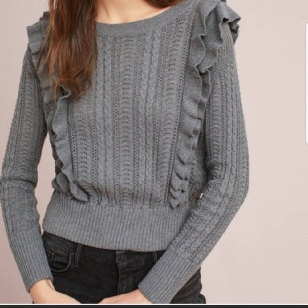 Moth Anthropologie sweater with ruffles